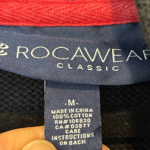 Vtg Rocawear Navy Cardigan Sweater with White Accents Just Dry Cleaned - Medium - Picture 4 of 5